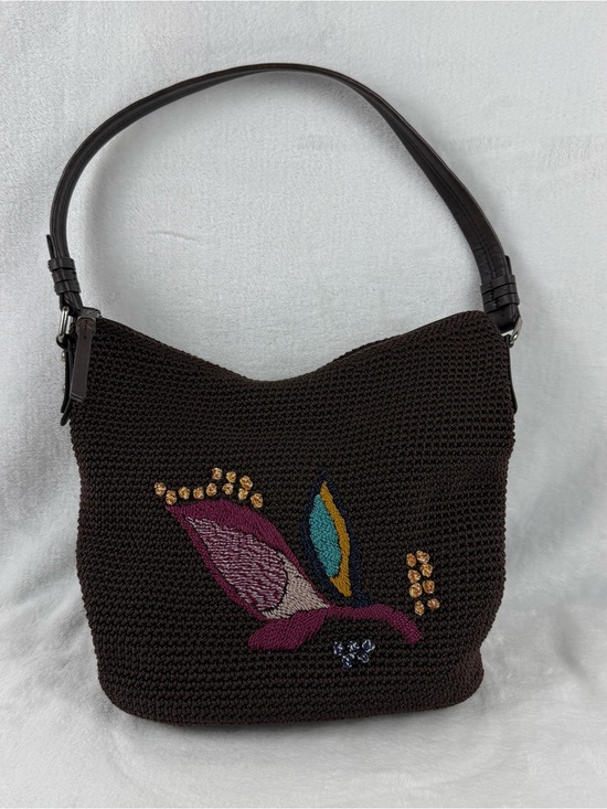 The Sak Handbags - The Sak Sequoia Coffee Leaf Woven Hobo Shoulder Bag Brown Zip Top Purse